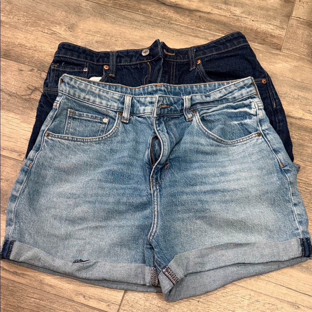 H&M Blue Denim Mom Shorts Set